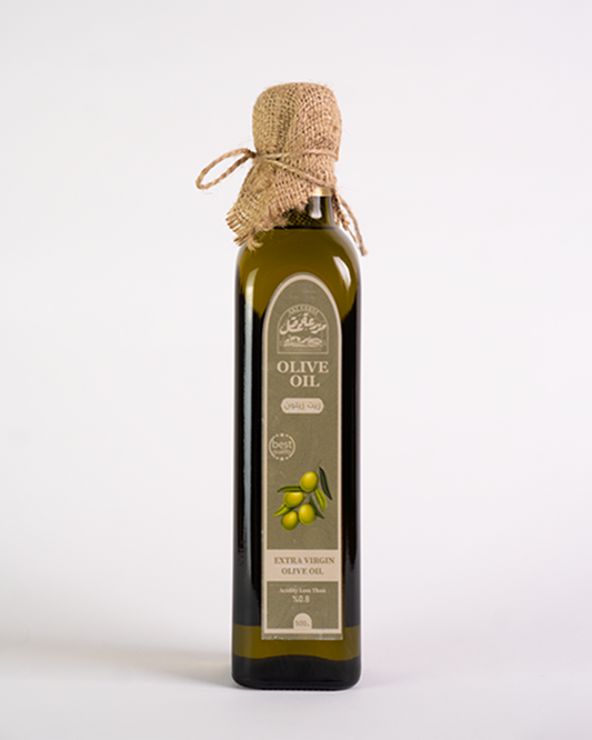 زيت زيتون بكر ممتاز معصور على البارد – 500 مل – زجاج – حموضة أقل من ‎0.8%‎ | مزرعة عقل